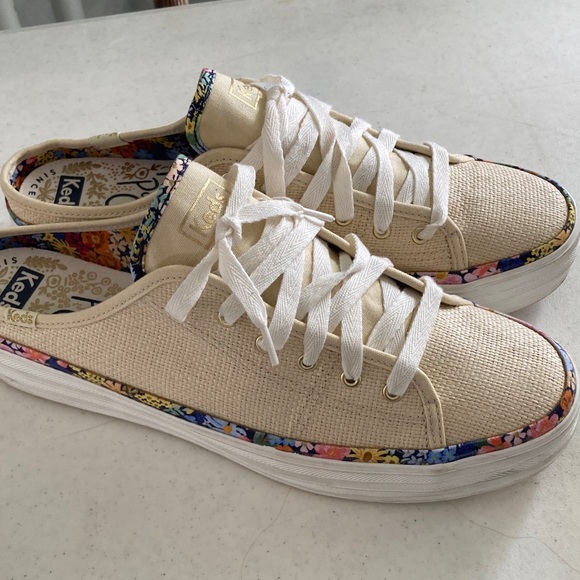 Keds Shoes - NWOT Keds Rifle Paper Triple Kick Mule in natural raffia